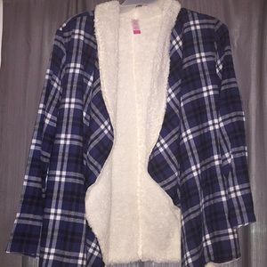 Plaid long sleeve wool lined cover jacket